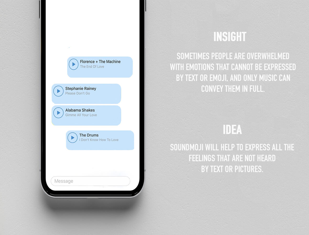 Took part in an advertising festival D&AD New Blood Winner for BBC Sounds Main idea Sometimes people are overwhelmed with emotions that cannot be expressed by text or Emoji, and only music can convey them in full. SoundMoji-keyboard from BBC sound app. Y